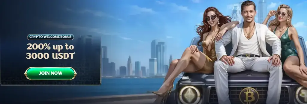 Millioner Casino crypto welcome bonus banner offering 200% up to 3,000 USDT