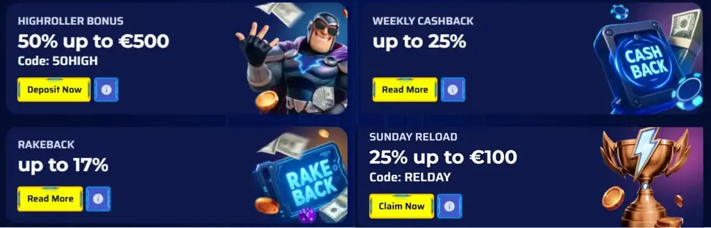 Magnetic Slots casino promotions including highroller bonus, weekly cashback, rakeback and Sunday reload bonus