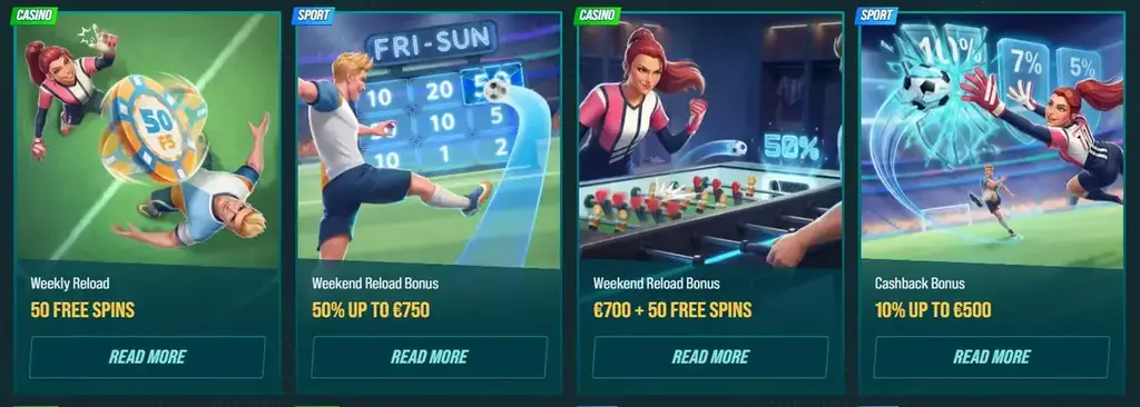 Golisimo Casino promotions including weekly reload bonuses free spins and cashback