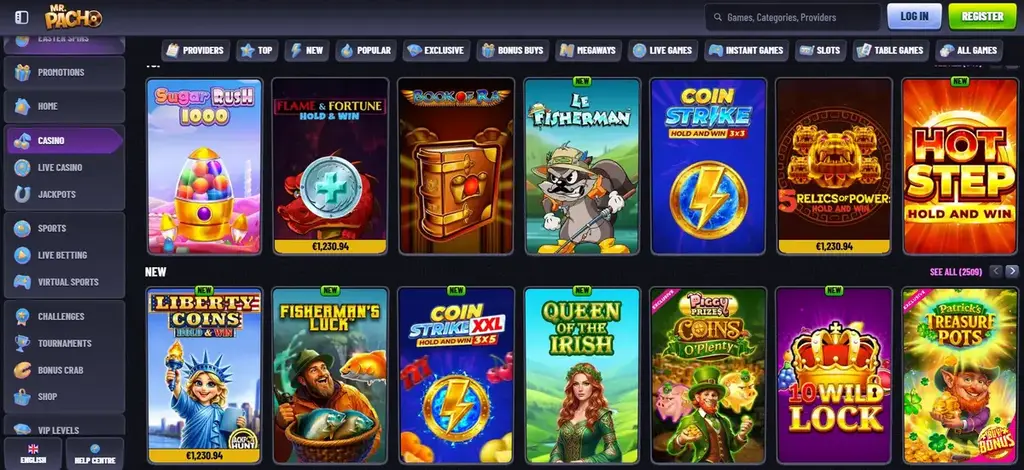 Mr Pacho Casino slots lobby games providers megaways bonus buy