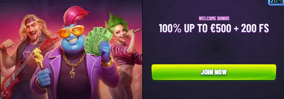 Mr Pacho Casino welcome bonus 100% up to €500 plus 200 free spins