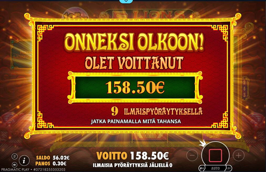 5 Lions Megaways – Kiekka (158.5 EUR / 0.3 bet) | Miguelson