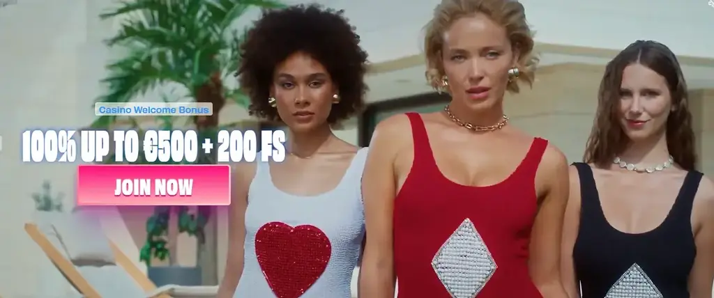 OnlySpins Casino welcome bonus banner offering 100% up to €500 plus 200 free spins