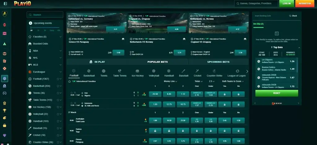 Playio sports first deposit bonus offering 100% up to €200