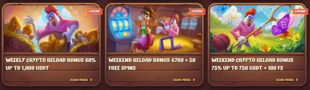 Roostino casino promotions with crypto reload bonuses, weekend offers and free spins
