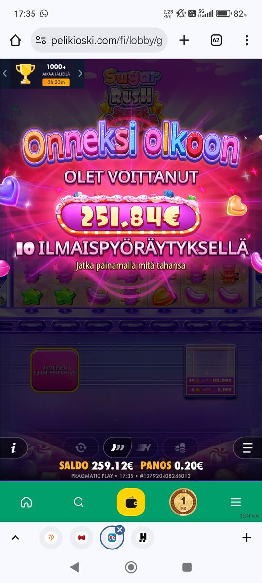 Sugar Rush 1000 – Pelikioski (251.80 EUR / 0.20 bet) | Millah