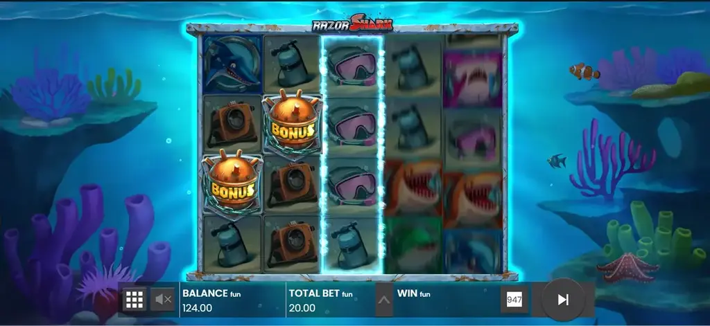 Razor Shark by Push Gaming Bonus Landing on the Reel