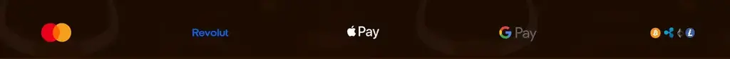 Rodeoslot Casino payment methods including Mastercard, Revolut, Apple Pay, Google Pay and cryptocurrencies