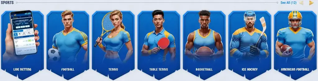 Romibet sportsbook with live betting and sports categories