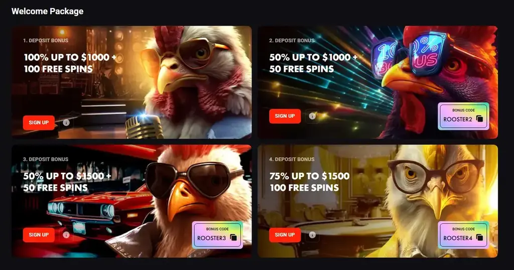 Roosterbet New Zealand welcome Package Casino