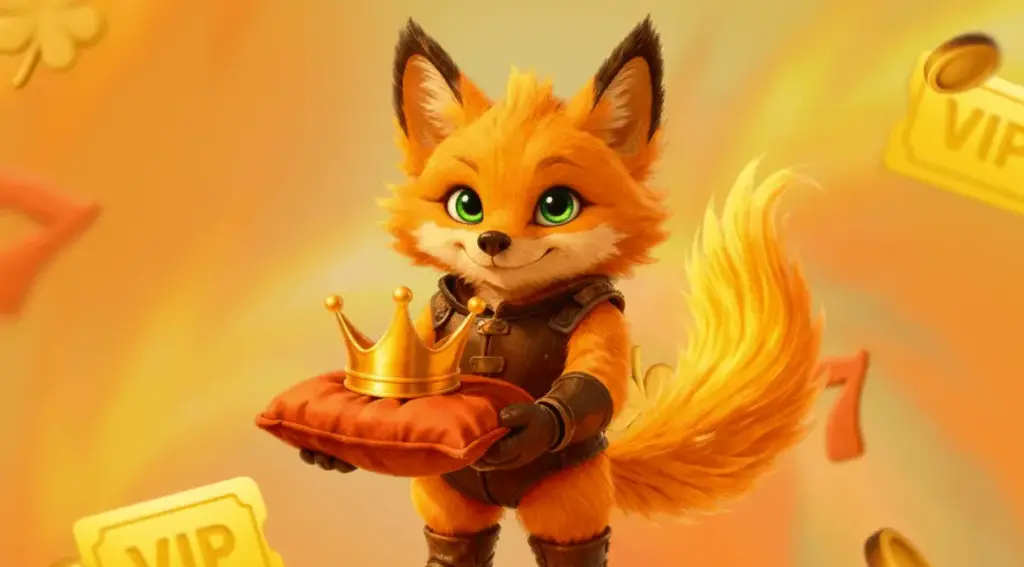 Tykitys Casino VIP campaign image with fox mascot and crown