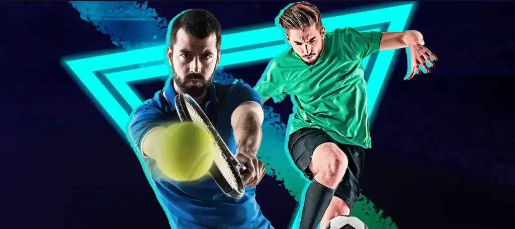 Spin Platinum sportsbook promotion with tennis and football players in action