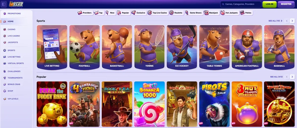 Spinbara Casino with Top Casino Games and Pokies