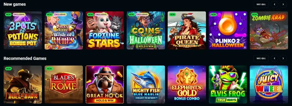 SpinsUp Casino New Games and Recommended Games