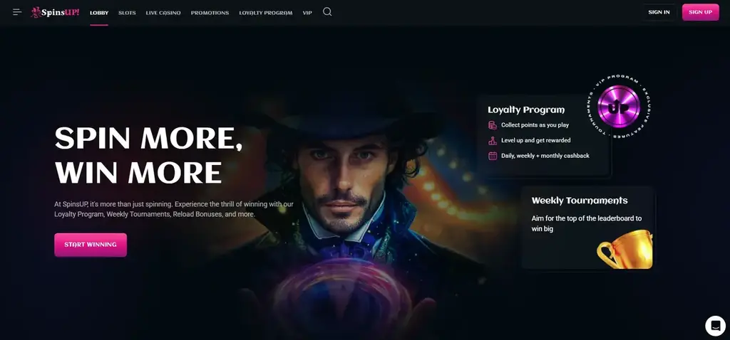 Spinsup Casino Home Page