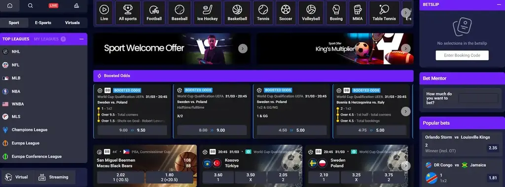 Trybet sportsbook with boosted odds live betting and multiple sports markets