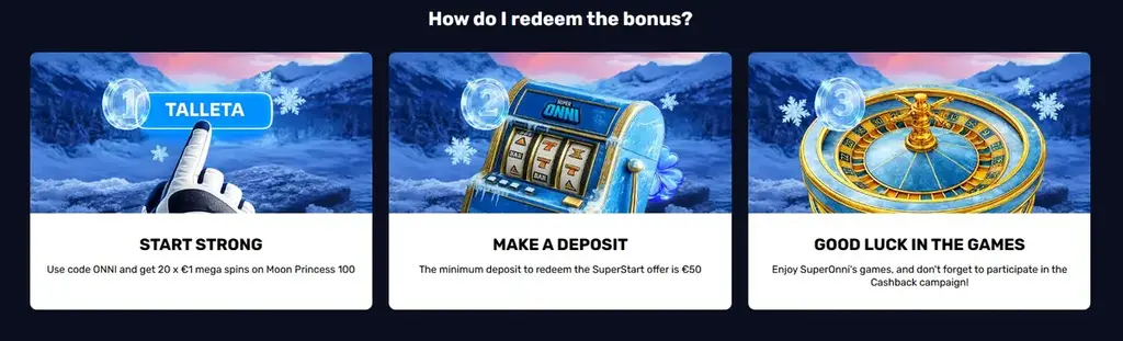 Step‑by‑step instructions on how to claim the welcome bonus at Superonni Casino.