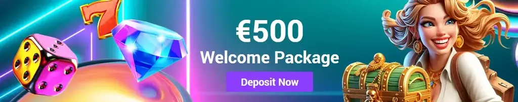 Tornadobet casino €500 welcome package banner with deposit bonus and casino rewards