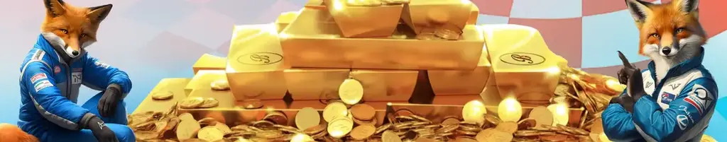 TurboVegas Casino weekly cashback promotion banner with gold bars and fox mascot