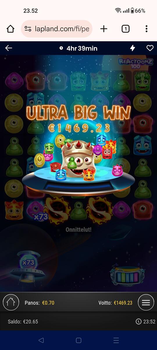 Reactoonz – Lapland (1469.2 EUR / 0.7 bet) | Kapteni85