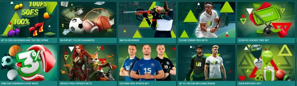 Vivatbet Casino promotions page showing casino and sportsbook bonus offers