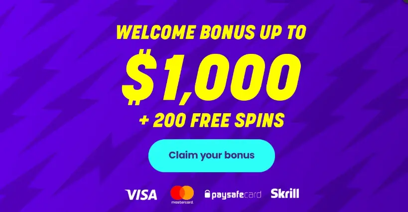 WIldz Casino Welcome Match Deposit Bonus 100% up to $1000
