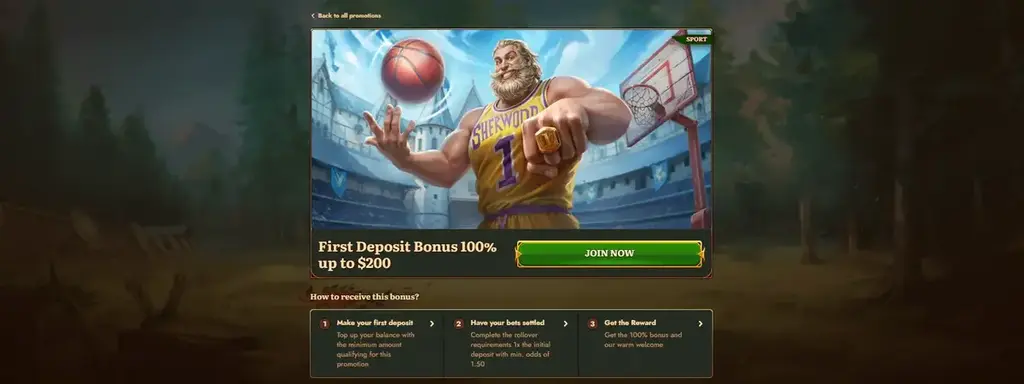 Wild Robin Sports 1st Deposit Match Bonus