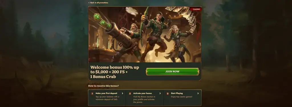 Wo;d robin 100% match bonus up to NZ$1,000 plus 200 Free Spins on selected pokies