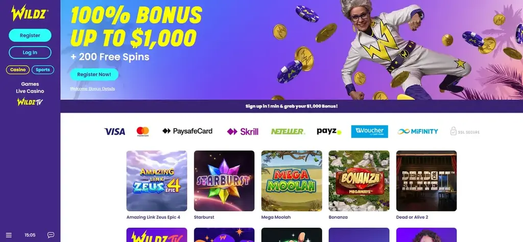 Wildz Casino Home Page