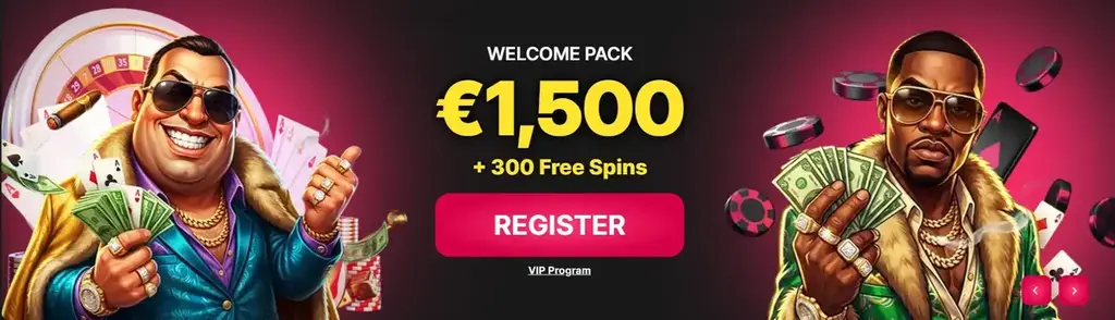 Win Cashino welcome bonus offering up to €1,500 and 300 free spins.