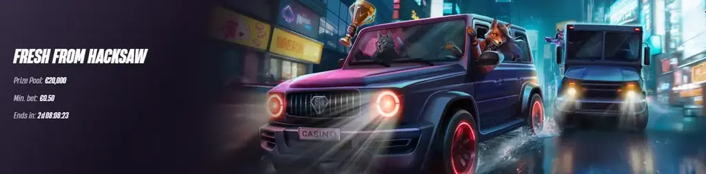 Win Rolla Casino Hacksaw Gaming tournament banner with prize pool details