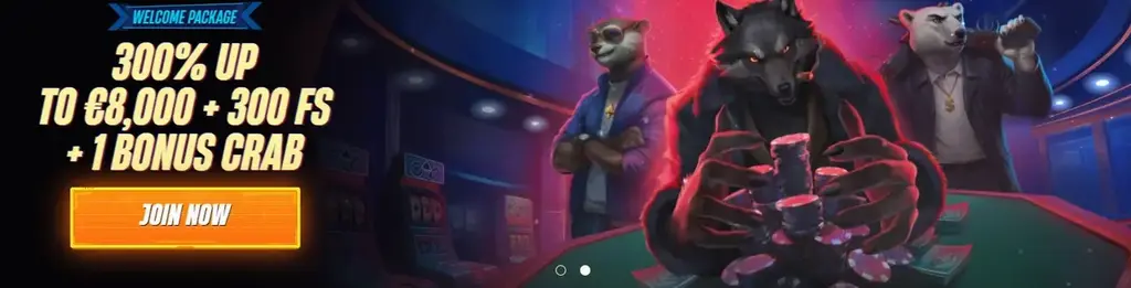 Win Rolla Casino welcome package with 300% bonus up to €8,000 and 300 free spins