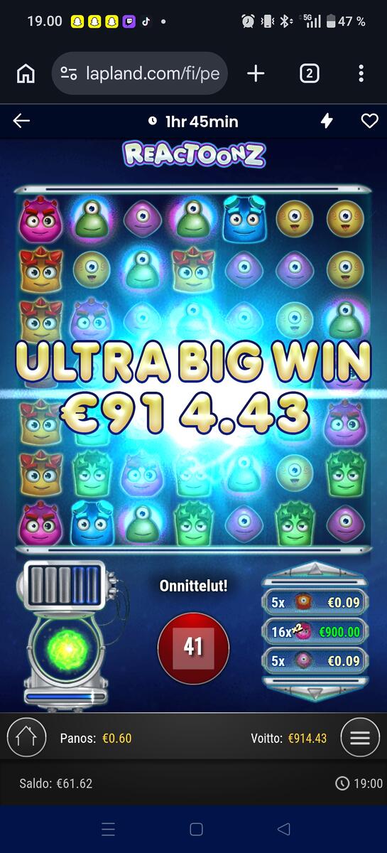 Reactoonz – Lapland (914.4 EUR / 0.6 bet) | blad3wing