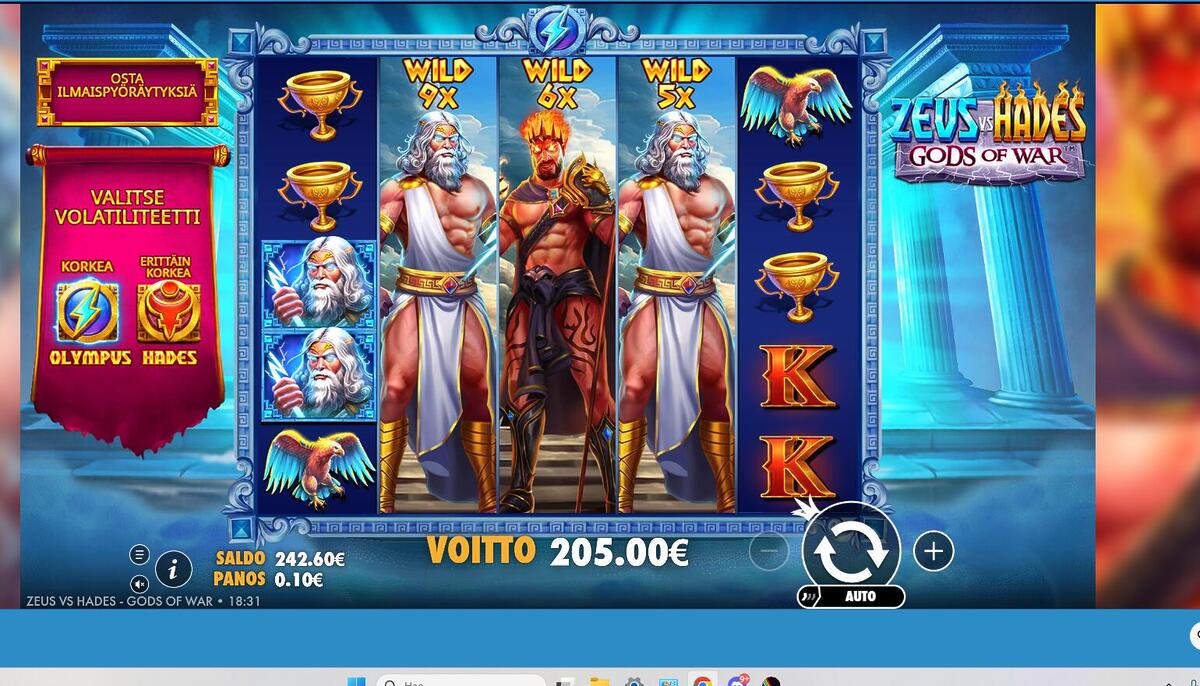 Zeus vs Hades – Unibet (205 EUR / 0.10 bet) | Ihalaiska