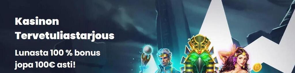 Arcticbet Casinon tervetuliaistarjous, joka lupaa 100% bonuksen jopa 100€ asti.