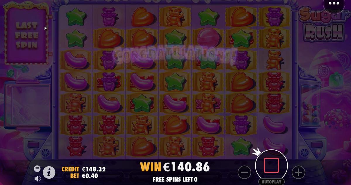 Sugar Rush slot machine online casino gambling big win