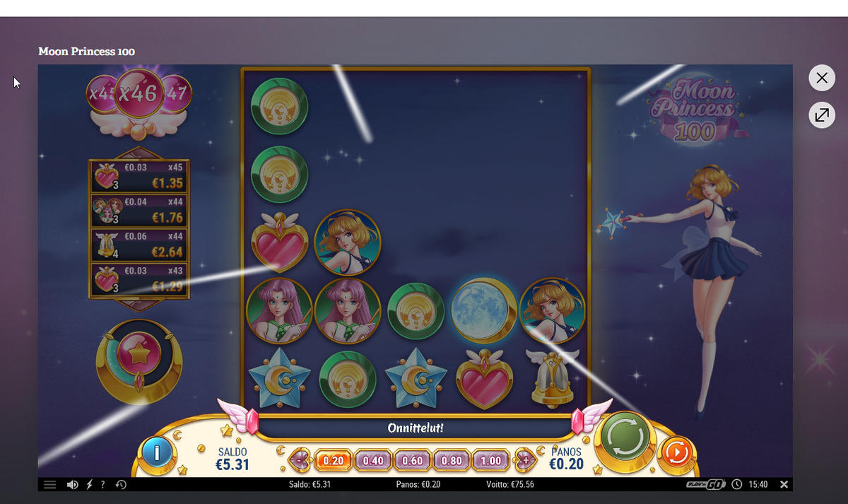 Moon Princess 100 slot machine online casino gambling big win