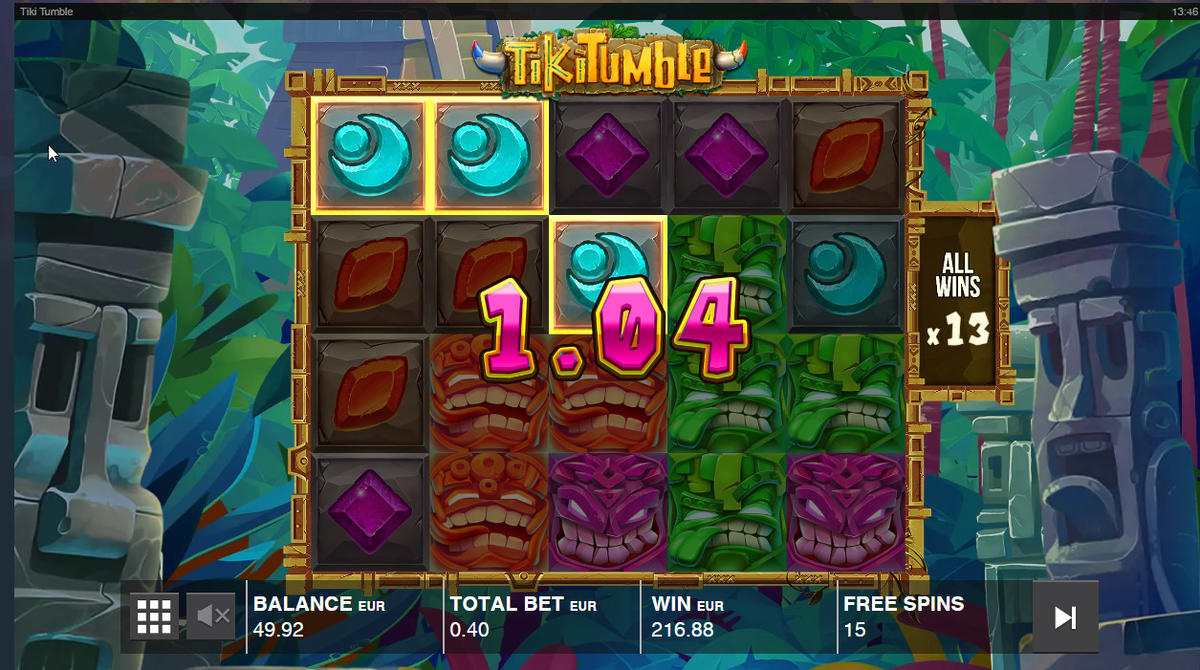 Tiki Tumble slot machine online casino gambling big win