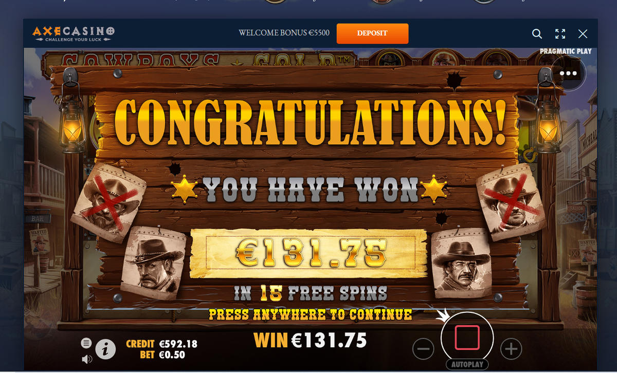 Cowboys Gold slot machine online casino gambling big win