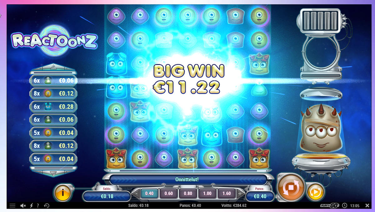 Reactoonz slot machine online casino gambling big win