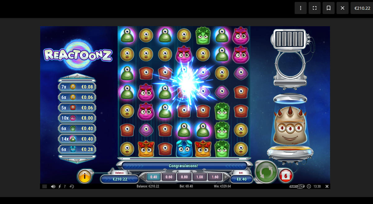 Reactoonz slot machine online casino gambling big win