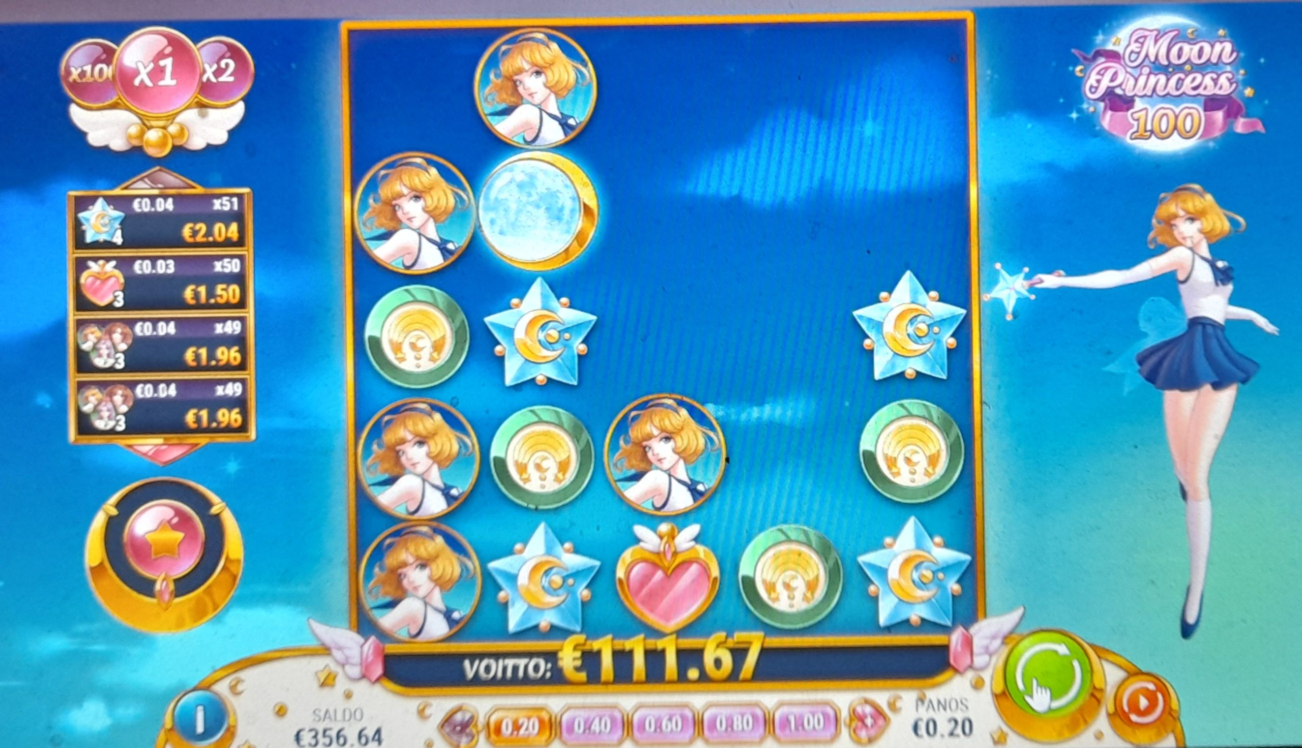Moon princess 100 – UltraCasino (111.67 eur / 0.20 bet) | juugeli1