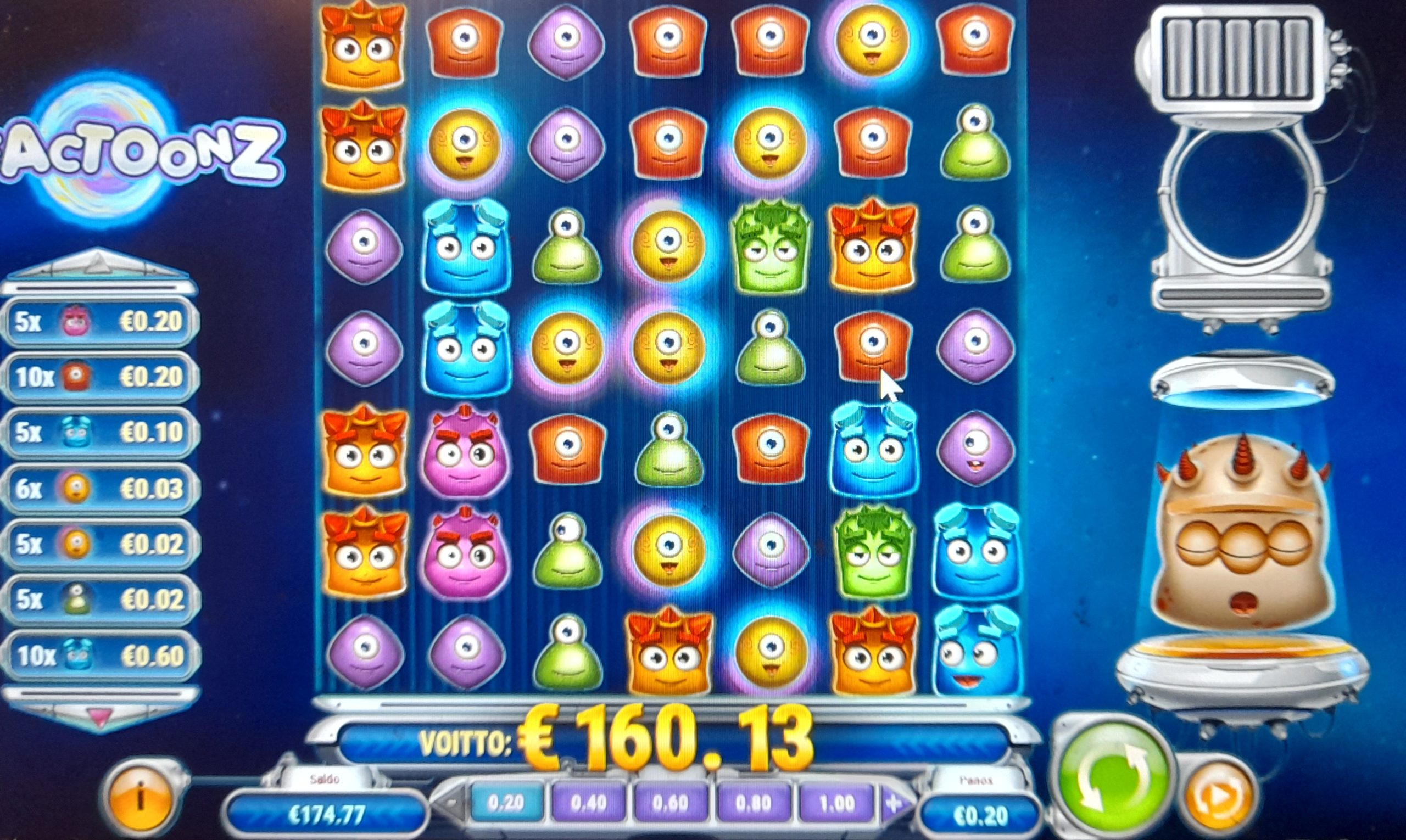 Reactoonz – UltraCasino (160.13 eur / 0.20 bet) | juugeli1