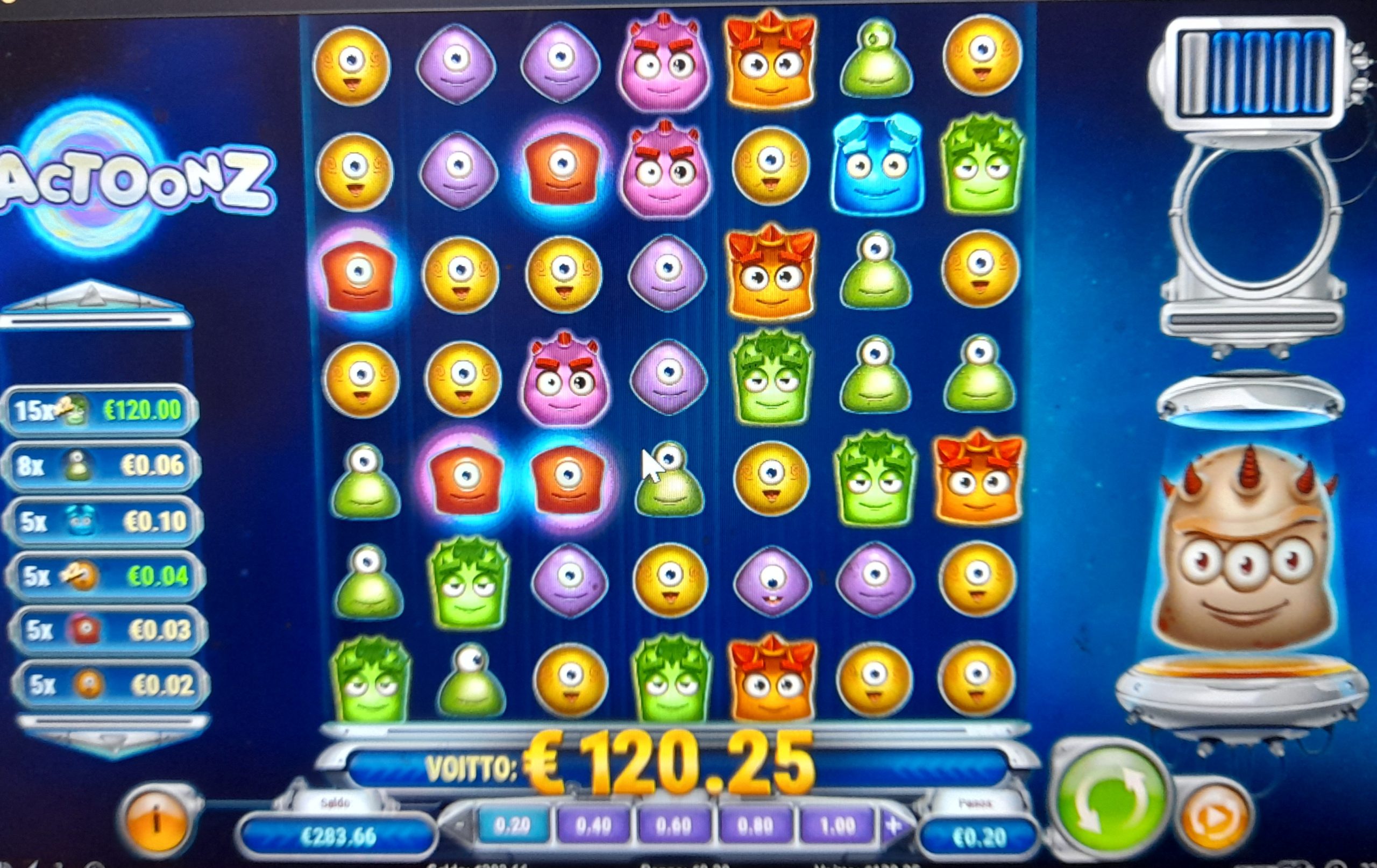 Reactoonz – UltraCasino (120.25 eur / 0.20 bet) | juugeli1