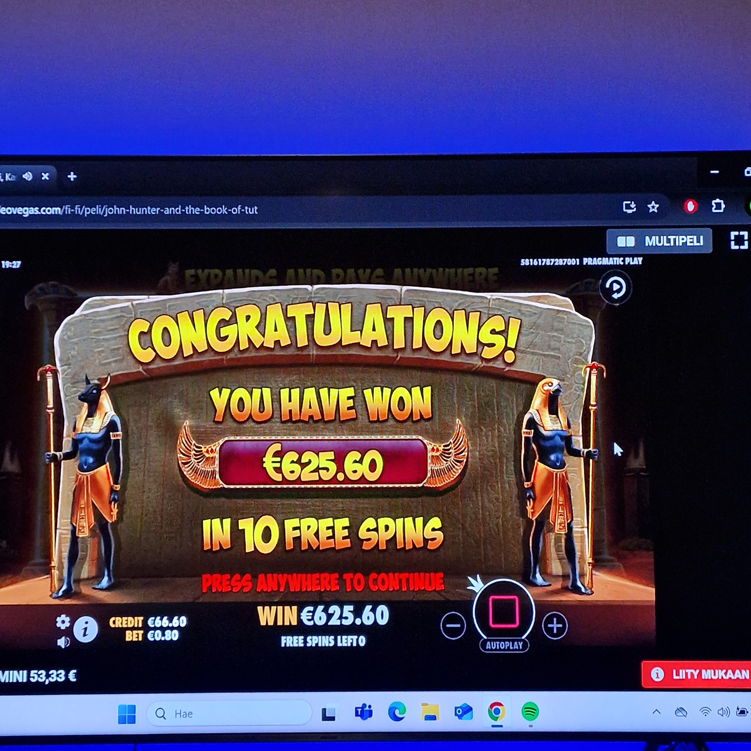 Book of tut – LeoVegas (625.60 eur / 0.8 bet) | Juusoo