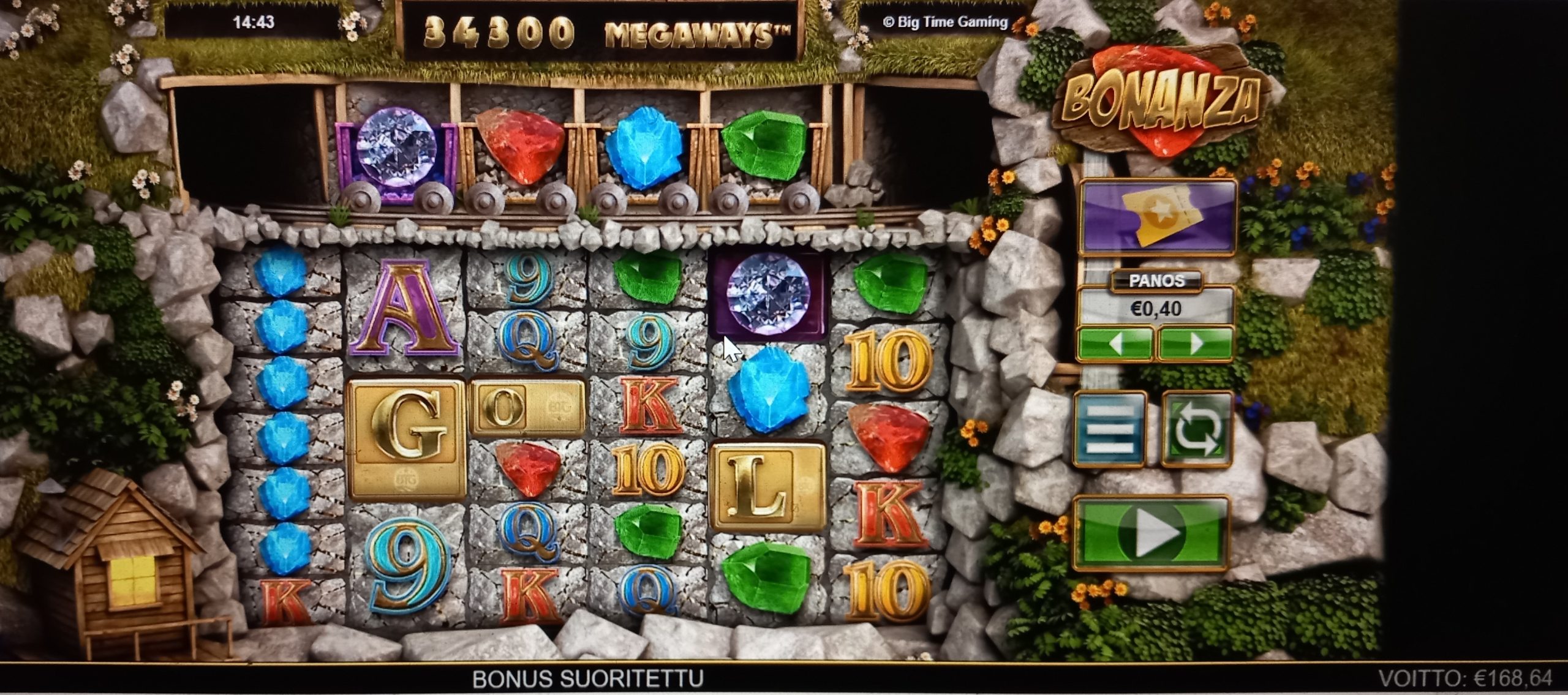 Bonanza Megaways – Pelikioski (168.84 eur / 0.40 bet) | juugeli1