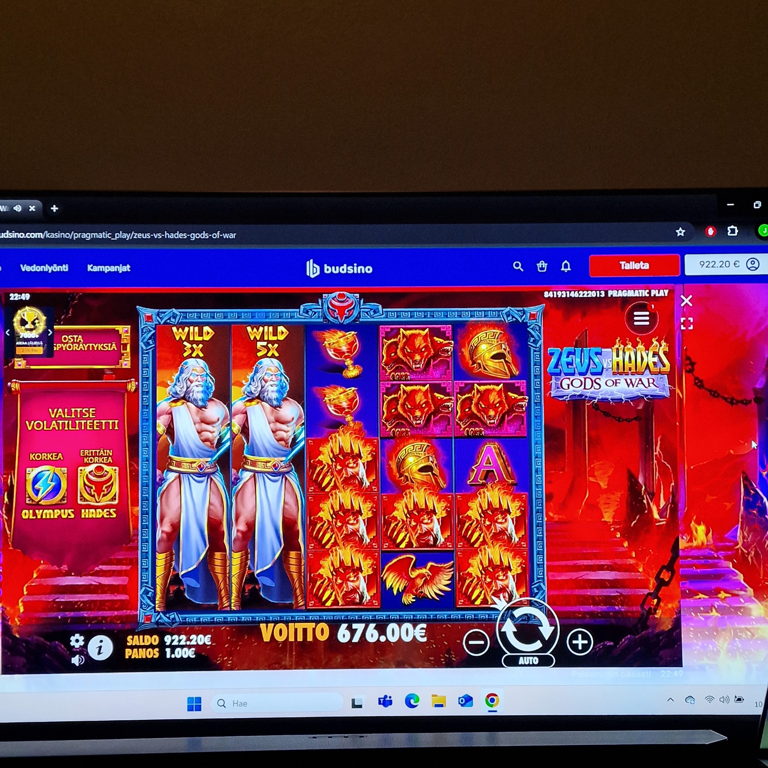 Zeus vs Hades – Budsino (676 eur / 1 bet) | Juusoo