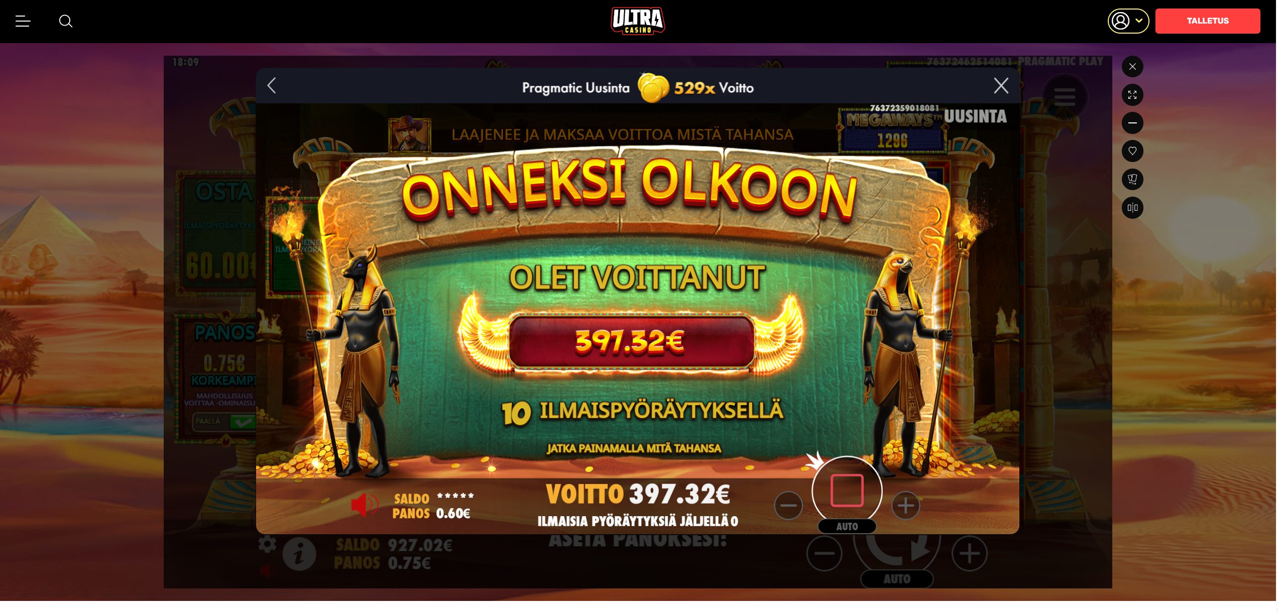 Book of tut – Ultra (397.92 eur / 0.60 bet) | Ihalaiska