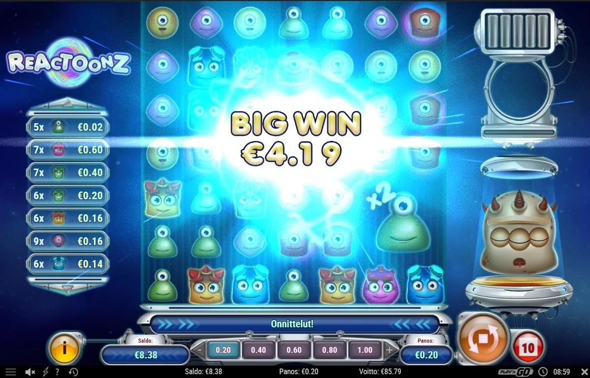Reactoonz slot machine online casino gambling big win
