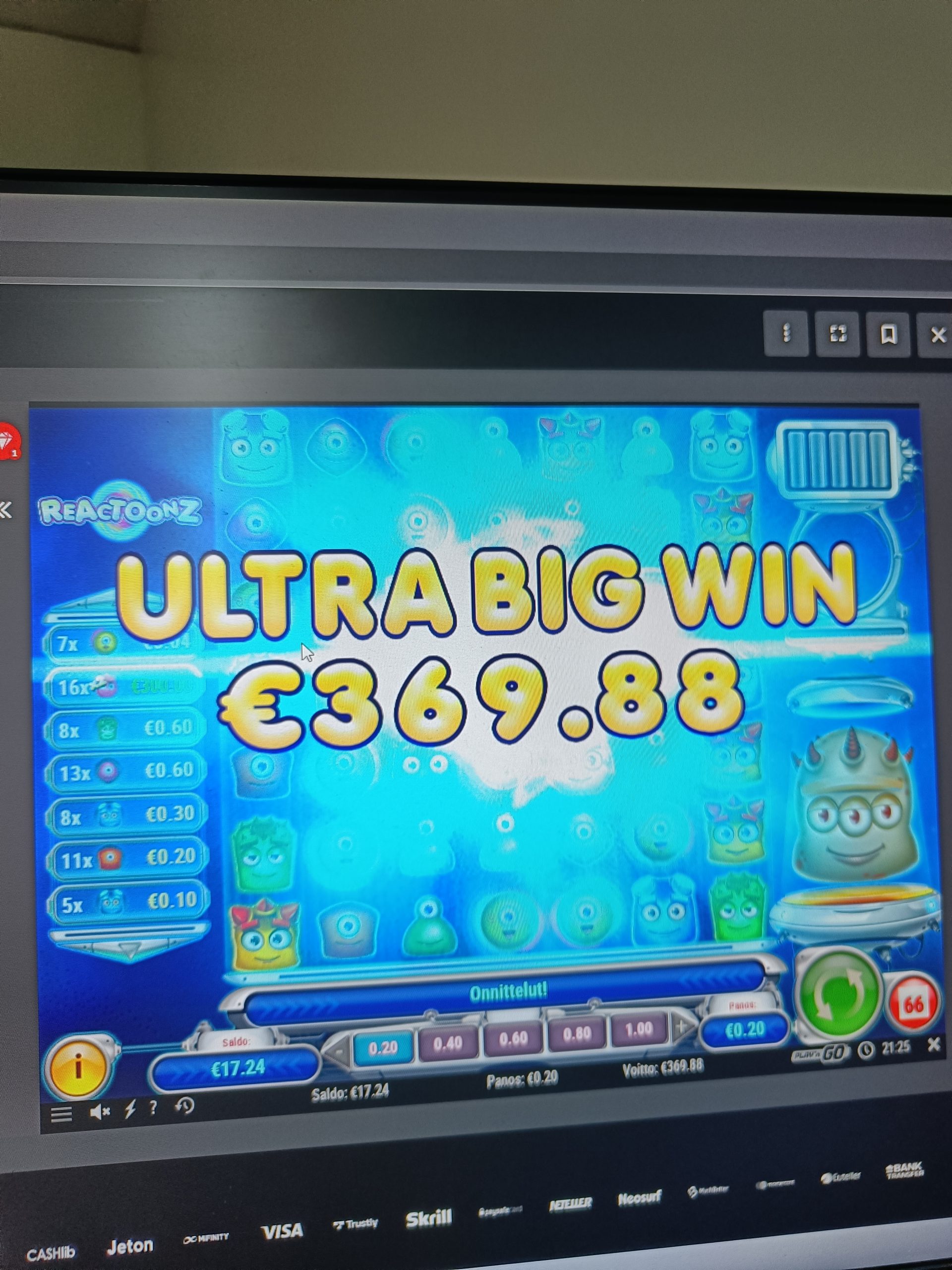 Reactoonz – Ibet (369.88 eur / 0.2 bet) | Afrikantahti